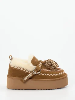 Damen Elena Iachi – Plattform-Loafer aus Veloursleder cognac