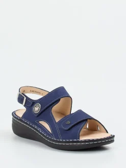Damen Finn Comfort – Komfortsandale aus Nubukleder Marine