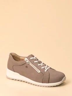 Damen Finn Comfort – Komfort-Sneaker aus Nubukleder Taupe