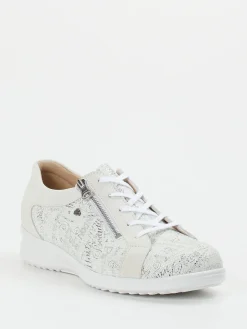 Damen Finn Comfort – Komfort-Sneaker aus geprägtem Leder Offwhite