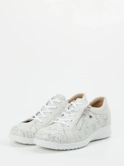 Damen Finn Comfort – Komfort-Sneaker aus geprägtem Leder Offwhite