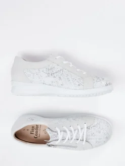 Damen Finn Comfort – Komfort-Sneaker aus geprägtem Leder Offwhite
