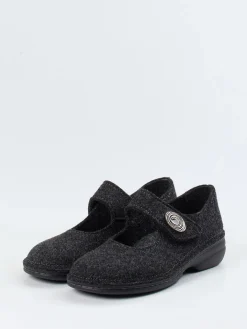 Damen Finn Comfort – Mary-Jane-Hausschuh aus Wollfilz anthrazit