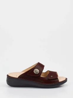 – Pantolette aus geprägtem Leder bordeaux*Finn Comfort Clearance