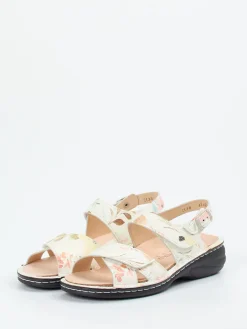 Damen Finn Comfort – Sandalen aus geprägtem Leder floral