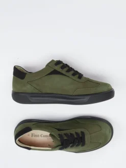 Damen Finn Comfort – Schnürschuh aus Nubukleder oliv