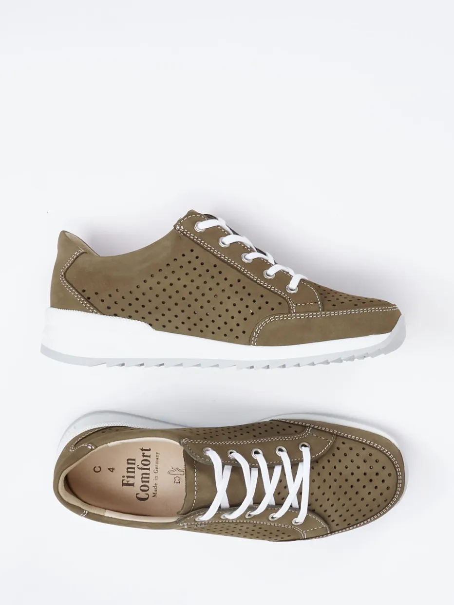 Damen Finn Comfort – Schnürschuhe aus Nubukleder in Oliv