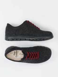 Damen Finn Comfort – Schnürschuhe aus Wollfilz anthrazit