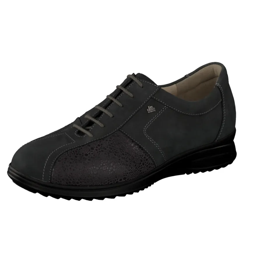Damen Finn Comfort – Schnürschuhe aus Nubukleder anthrazit