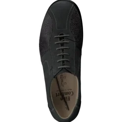 Damen Finn Comfort – Schnürschuhe aus Nubukleder anthrazit