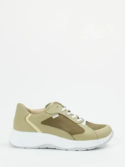 Damen Finn Comfort – Sneaker aus Kalbleder in Olivbeige