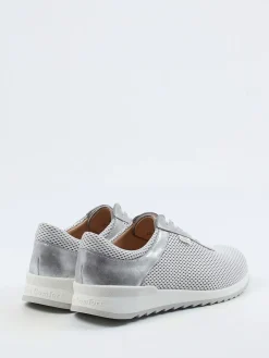 Damen Finn Comfort – Sneaker aus Textil und Metallicleder silber