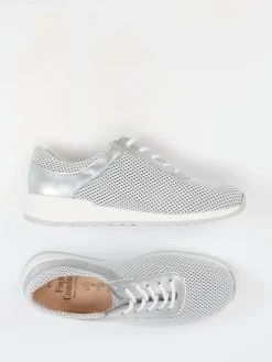Damen Finn Comfort – Sneaker aus Textil und Metallicleder silber