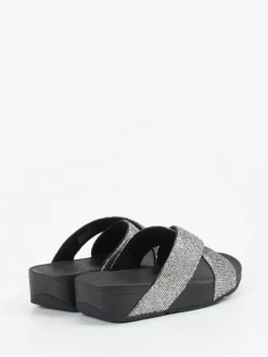 Damen FitFlop – Pantolette aus Metallicleder in Schwarz