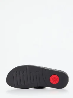 Damen FitFlop – Pantolette aus Metallicleder in Schwarz