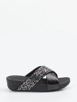 Damen FitFlop – Pantolette aus Textil mit Strassbesatz