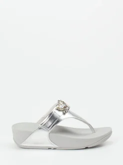 Damen FitFlop – Zehentrenner aus Kalbleder in Silber