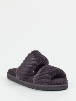 – Hausschuhe aus Kunstfell in Anthrazit*Flip Flop Sale