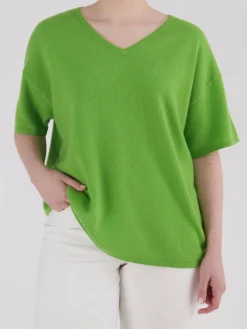 Damen FLONA – Kurzarm-Pullover aus Kaschmir Apfel