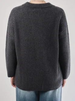 Damen FLONA – Strickpullover aus Wolle anthrazit