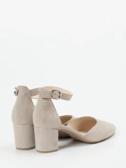 Damen Gabor – Ankle-Strap-Pumps aus Veloursleder sandbeige