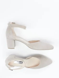 Damen Gabor – Ankle-Strap-Pumps aus Veloursleder sandbeige