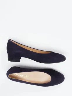 Damen Gabor – Blockabsatz-Pumps aus Veloursleder Dunkel