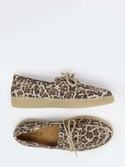 Damen Gabor – Bootsschuh aus Veloursleder mit Leoprint