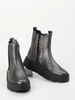 Damen Gabor – Chelsea Boots aus Leder in Metallic-Optik