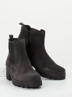 Damen Gabor – Chelsea Boots aus Veloursleder Anthrazit