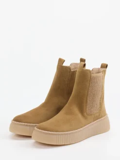 Damen Gabor – Chelsea Boots aus Veloursleder camel