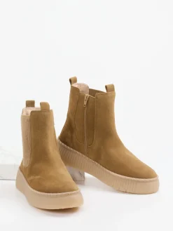 Damen Gabor – Chelsea Boots aus Veloursleder camel