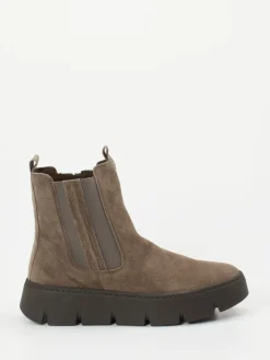 Damen Gabor – Chelsea-Stiefelette aus Veloursleder taupe