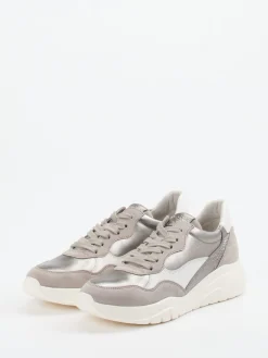 Damen Gabor – Chunky Sneaker aus Kalbleder Silbermetallic
