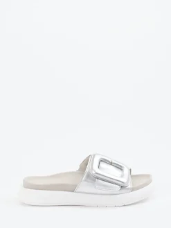 – Damen-Slides aus Metallicleder*Gabor Online