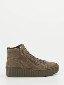 Damen Gabor – High-Top-Sneaker aus Veloursleder Taupe