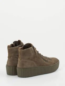 Damen Gabor – High-Top-Sneaker aus Veloursleder Taupe