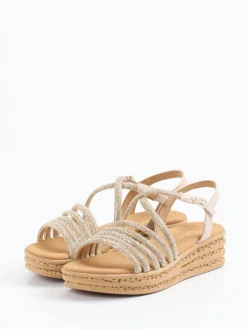 – Keilsandalette aus Velour/Metallic Beigegold*Gabor