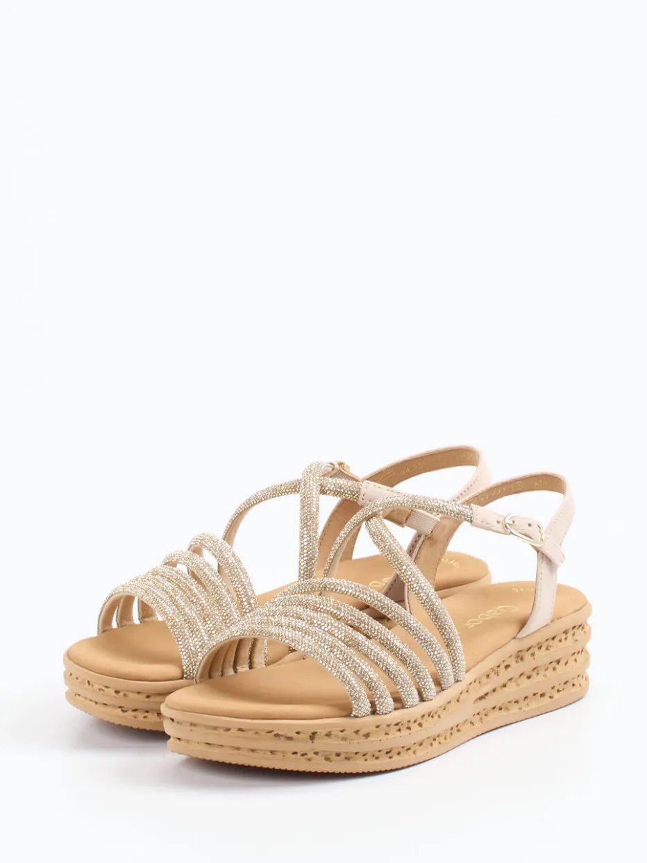 – Keilsandalette aus Velour/Metallic Beigegold*Gabor