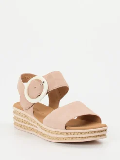 Damen Gabor – Keilsandalette aus Veloursleder rosé
