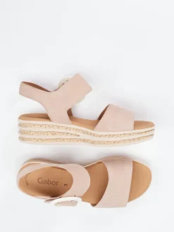 Damen Gabor – Keilsandalette aus Veloursleder rosé