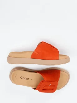 Damen Gabor – Pantolette aus Veloursleder in Tomatenrot