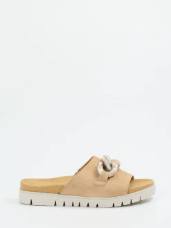 Damen Gabor – Pantolette aus Veloursleder mit Gliederkette