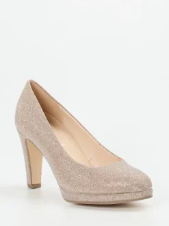 Damen Gabor – Plateau-Pumps aus Metallicleder Champagner