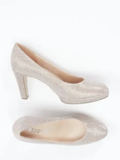 Damen Gabor – Plateau-Pumps aus Metallicleder Champagner