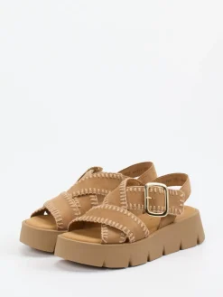 Damen Gabor – Plateau-Sandalen aus Veloursleder sandfarben