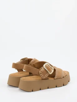 Damen Gabor – Plateau-Sandalen aus Veloursleder sandfarben