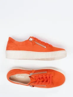 Damen Gabor – Plateau-Sneaker aus Veloursleder rot