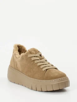Damen Gabor – Plateau-Sneaker aus Lammleder sandbeige