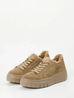 Damen Gabor – Plateau-Sneaker aus Lammleder sandbeige